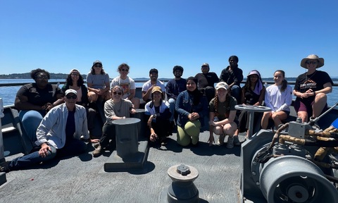 COSZO 2024 REU participants aboard a ship